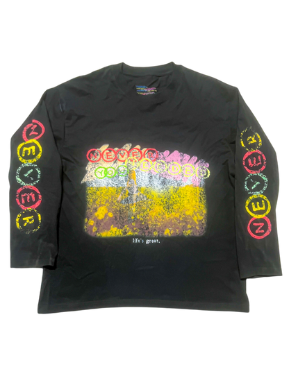 Black "Blissful Garden" Long-sleeve